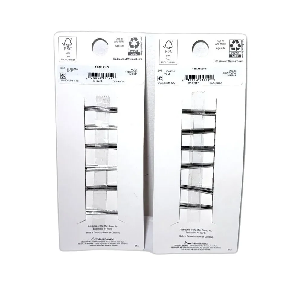 Wonder Nation Girls 2-Pack/6-Pc Glossy Bow Hair Clips Set Pink White Red NEW